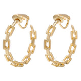 Retro Metal Chain C-Shape Hoop Clip Earrings for Women