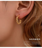 Retro Metal Chain C-Shape Hoop Clip Earrings for Women