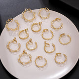Retro Metal Chain C-Shape Hoop Clip Earrings for Women