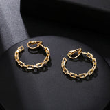 Retro Metal Chain C-Shape Hoop Clip Earrings for Women
