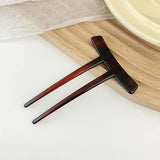 Retro Two Teeth Hair Sticks Acetate Hairpins U Shaped Hair Pin Tortoiseshell