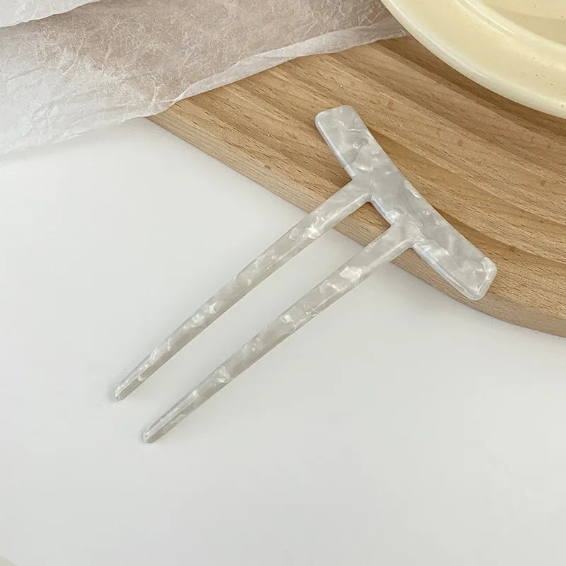 Retro Two Teeth Hair Sticks Acetate Hairpins U Shaped Hair Pin Tortoiseshell