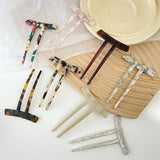 Retro Two Teeth Hair Sticks Acetate Hairpins U Shaped Hair Pin Tortoiseshell