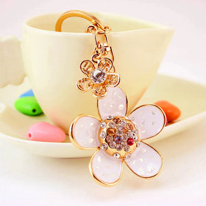 Crystal Flower Keyring Charm Car Key Chain Rings Holder Gift R092
