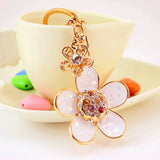 Crystal Flower Keyring Charm Car Key Chain Rings Holder Gift R092