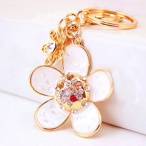 Crystal Flower Keyring Charm Car Key Chain Rings Holder Gift R092