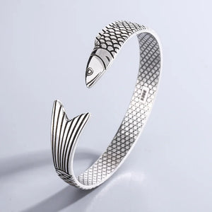 Silver Plated Dragon Bracelet Lucky Fortune Transfer Fish Bangle
