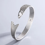 Silver Plated Dragon Bracelet Lucky Fortune Transfer Fish Bangle