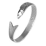Silver Plated Dragon Bracelet Lucky Fortune Transfer Fish Bangle