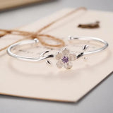 Silver Plated Cherry Flowers Bangles Bracelet
