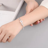 Silver Plated Cherry Flowers Bangles Bracelet