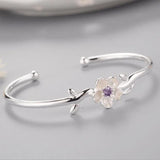 Silver Plated Cherry Flowers Bangles Bracelet