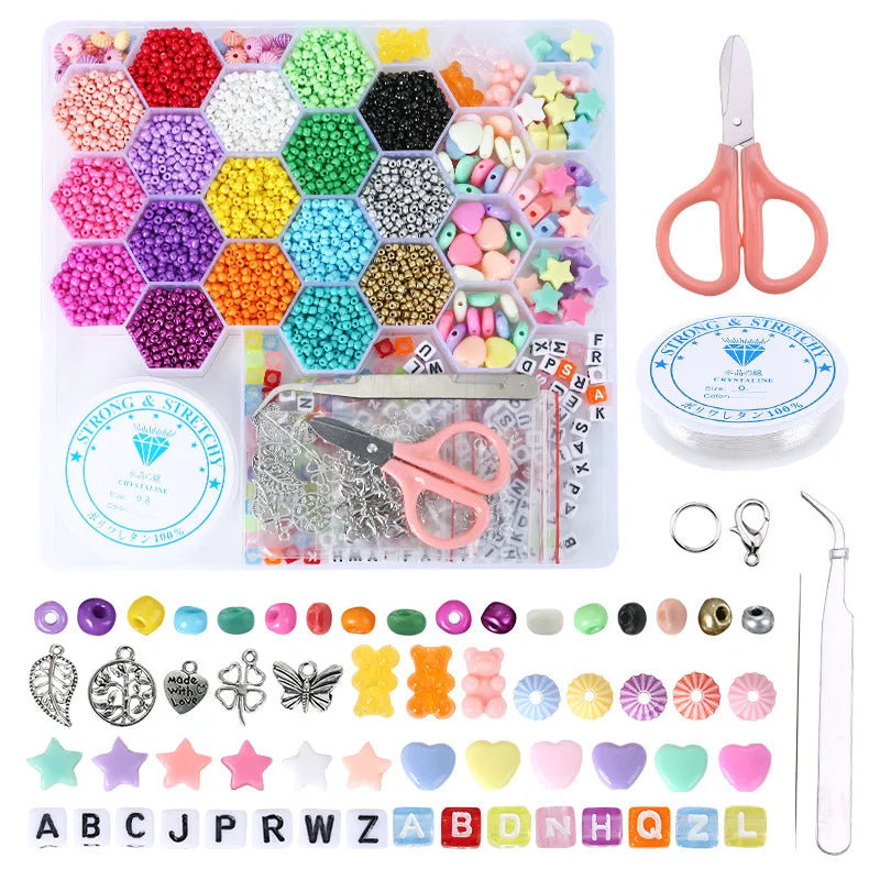 DIY Jewelry Accessories 26 Grid Box 24 Rice Beads Alphabet Beads Set