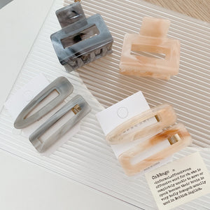 Geometric Acetic Acid Hair Clip Claw - Grey/Orange