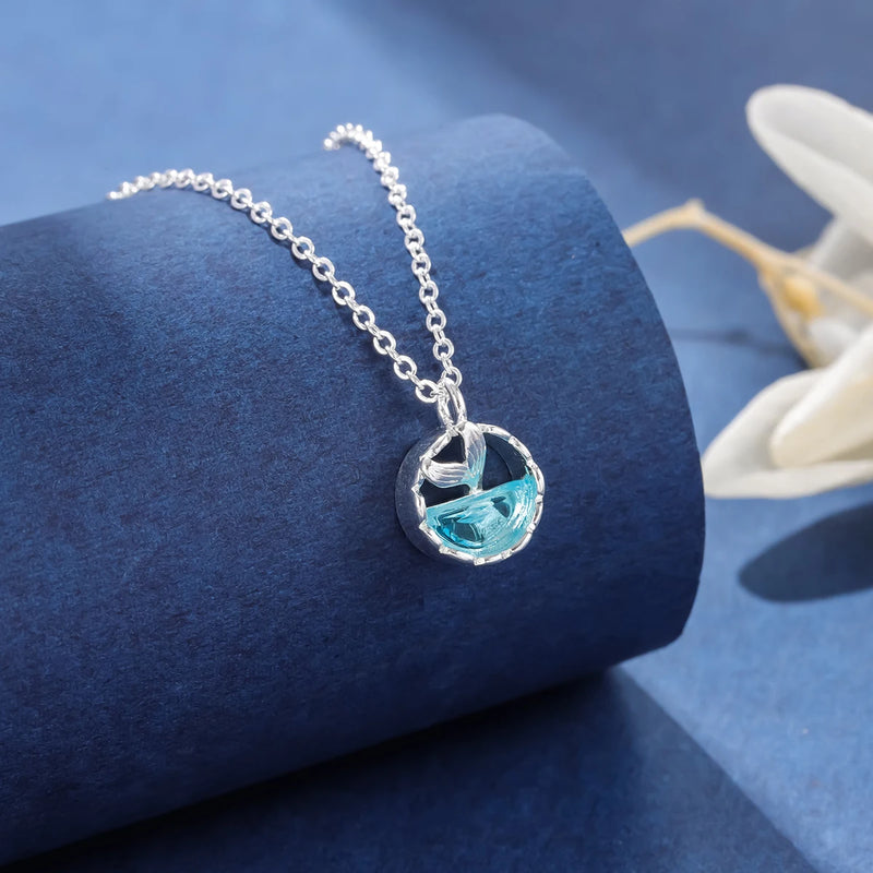 Mermaid Foam Silver Plated Crystal Chain Necklace