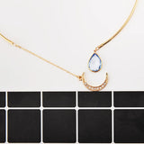Moon Pendant Open Choker Necklace Crystal Cuff Collar Statement Party Jewelry
