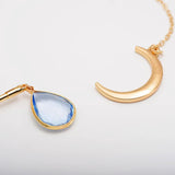 Moon Pendant Open Choker Necklace Crystal Cuff Collar Statement Party Jewelry