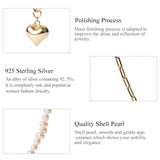925 Silver Love Heart Pendant Necklace Clavicle Pearl Chain