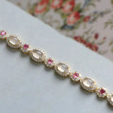 Vintage Women's Tourmaline Chalcedony Bracelet Chain