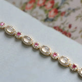 Vintage Women's Tourmaline Chalcedony Bracelet Chain