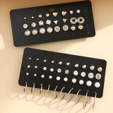 Zircon Lovely Silver Earrings Set, 32 Pairs