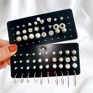 Zircon Lovely Silver Earrings Set, 32 Pairs