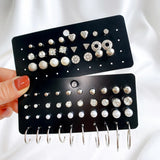 Zircon Lovely Silver Earrings Set, 32 Pairs