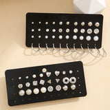 Zircon Lovely Silver Earrings Set, 32 Pairs