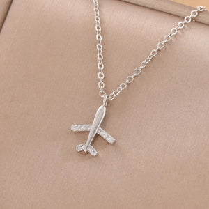Airplane Silver Plated Necklace for Women