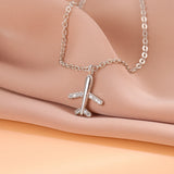 Airplane Silver Plated Necklace for Women
