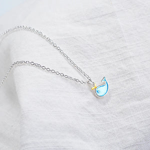 925 Sterling Silver Epoxy Whale Fish Pendant Necklace
