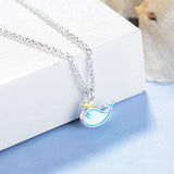 925 Sterling Silver Epoxy Whale Fish Pendant Necklace