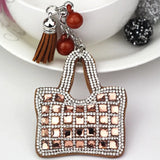 Zircon Decorated Key Chain with Tassel Pendant
