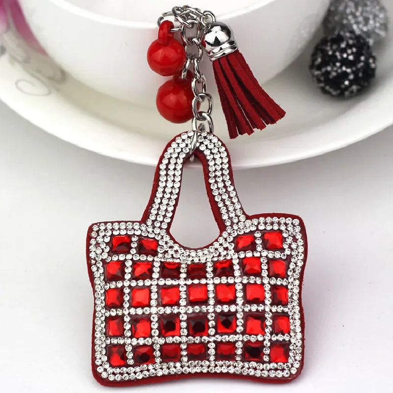 Zircon Decorated Key Chain with Tassel Pendant
