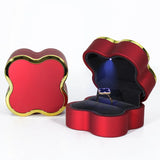 LED Wedding Ring Box Clover Shape Jewelry Display Case