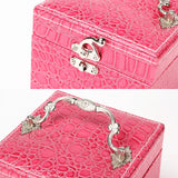 Crocodile Pattern 3-Layer Jewelry Organizer Box Travel Earring Ring Storage Case