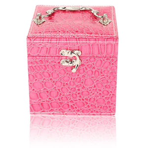 Crocodile Pattern 3-Layer Jewelry Organizer Box Travel Earring Ring Storage Case
