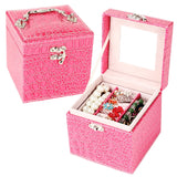 Crocodile Pattern 3-Layer Jewelry Organizer Box Travel Earring Ring Storage Case