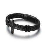 Men's Leather Bracelet Stainless Steel Magnet Bangle