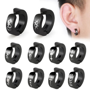 Crosses Pattern Sun Dragon Men's Earrings Clip On Earring