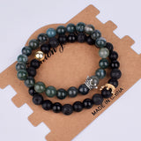 Crown Charm Couple Bracelet Natural Stone Beads Wristband Men Women Bracelets