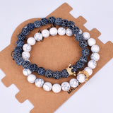 Crown Charm Couple Bracelet Natural Stone Beads Wristband Men Women Bracelets