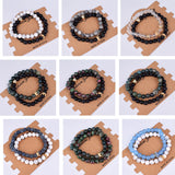 Crown Charm Couple Bracelet Natural Stone Beads Wristband Men Women Bracelets