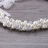 Crystal Beads Ribbon Bridal Hairbands Pearl Rhinestone Head Piece
