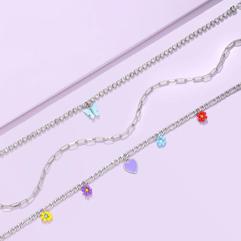 Crystal Butterfly Pendant Necklace For Women Love Tai Chi Choker Necklace