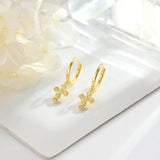 Silver Ear Clip Set with Gold Button Auger Ring