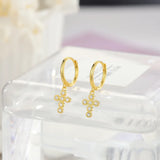 Silver Ear Clip Set with Gold Button Auger Ring