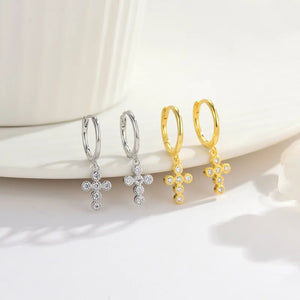 Silver Ear Clip Set with Gold Button Auger Ring