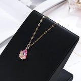Peach Blossom Water Drop Necklace Titanium Steel Clavicle Chain