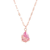 Peach Blossom Water Drop Necklace Titanium Steel Clavicle Chain